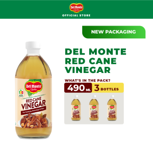 DEL MONTE Red Cane Vinegar with No Preservatives and No Artificial Chemicals - (490ml x 3)