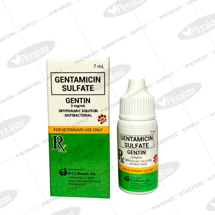 PINTAKASI Gentin Gentamicin Sulfate 3mg/mL Ophthalmic Solution  Antibacterial Eye Drop 7mL For Dogs and Cats (Expiry September 2026)