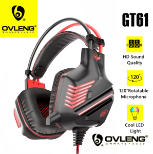 OVLENG GT61 E-Sport Gaming LED Light 360° Stereo Sound Headphone with USB+ 3.5mm Jack and Adjustable Microphone
