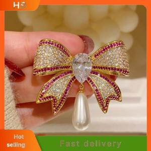 HB Temperament Rhinestone Bowknot Brooches For Women Girls Fashion Delicate Corsage Elegant Suit Pins Clothing Accessories Gifts