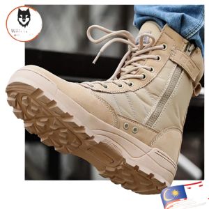 Tactical Safety Boots for Men – Original Side Zip Design Durable Outdoor Hiking High Boots Slip-Resistant & Wear-Resistant Tactical Shoes