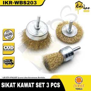 IKURA TOOLS Wire Brush Set 3pcs Sikat Endbrush Mata Bor Brush Sikat Mangkok Gepeng - 3pc Wire Brush Sikat Tangkai Bor Sikat Kawat Baja Bulu Kuningan - 3 Pcs End Brush Crimped Wire Shank Bor Gerinda Pembesih Karat Besi Sikat Kawat Mangkok Pembersih Karatan