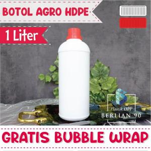 Botol agro 1000 ml botol jamu botol bensin 1 liter segel jerigen putih tebal+tutup isi 10 pcs