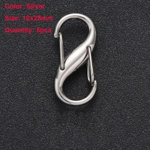 5Pcs Adjustable Metal Buckles S Type Shape Double Buckle Chain Links Tiny Metal Clip for Extender Bag Chain Length Accessories