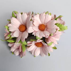 [10 ดอก / ชมพูพาสเทล] ดอกไม้กระดาษ ดอกเดซี่ สีขาว ขนาด 37 มม ดอกไม้กระดาษสา ดอกไม้ทำมงกุฎ