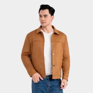 Áo Khoác Nam Da lộn ARISTINO form Regular Fit màu nâu trendy sang trọng lịch lãm - AJK607EDP01