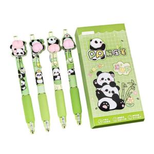 4 Pcs 0.5mm Gel Ink Pen Cartoon Panda Neutral Pen Retractable Black Ink Pen Lovely Capybara Pressing Pen for Journaling