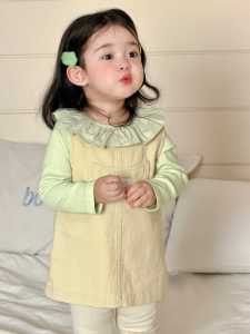 Baby Autumn Clothes 2026 Korean-style childrens clothing girls autumn outfit lace doll shirt and suspender skirt set