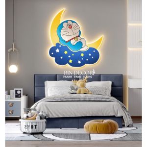 (ẢNH CHỤP) Tranh treo tường đèn led doremon cho bé trang trí phòng ngủ kèm đinh