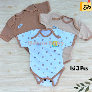 paket 3Pcs Jamper jumper Jumpsuit Bayi Baru Lahir 0 3 bulan seri Coklat - JL Baby