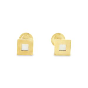 Piccolo Mio Baby & Kids 14K Gold Two-Toned Square Screw Back Earrings