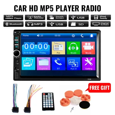 7 inch Touch Scree Car HD MP5 Player with Radio Stereo Bluetooth Mirror link Android-two-way Control Teering Wheel Control Rear View FM 7010B Manual