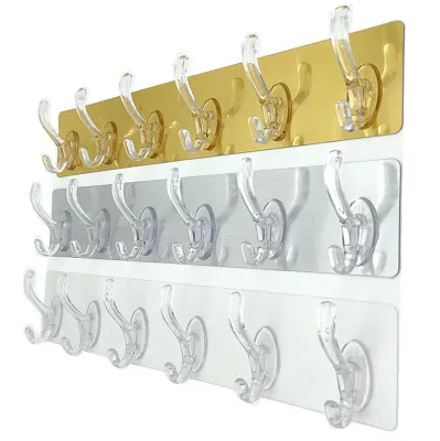 Thanh 6 Móc Dán Tường Móc Dán Tường Siêu Chắc Vỉ 6 Móc Dán Tường Treo Quần