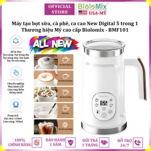 Máy tạo bọt sữa cà phê ca cao New Digital 5 trong 1 chuyên nghiệp thương hiệu Mỹ Biolomix BMF102E - Công suất 500W - BH 12 THÁNG