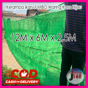 KERAMBA IKAN JUMBO - Keramba ikan waring jaring kasa hijau benang nilon super kuat 12x6x25