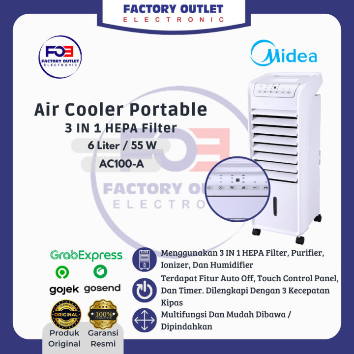 MIDEA AC100A Air Cooler Portable 3 in 1 HEPA Filter 6 Liter White Lazada Indonesia