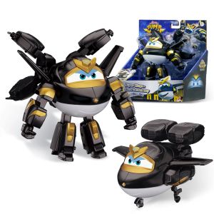 Super Wings Transformable Toys 5 in Dark Golden Boy Airplane Transforming Figure 2 in 1 Mode Rescue Bots Action Figure for 3-5 Years Old