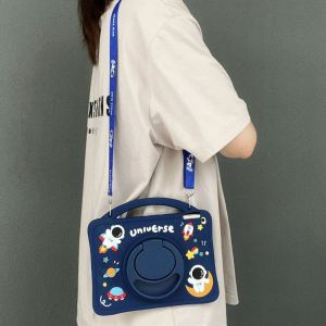 Samsung Tab A8 10.5 X205 Silikon Case Anak Astronot Tali Selempang Handle Standing Perlindung Kesing