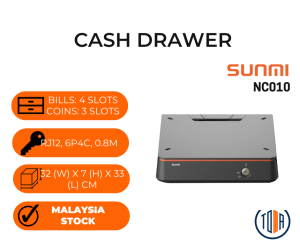 Sunmi NC010 Mini Cash Drawer 4 Paper Trays 3 Coin Slot 1 Bill Tray