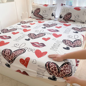 Dansunreve ผ้าปูที่นอน 3ฟุต/3.5ฟุต/5ฟุต/6ฟุต ลายดอกไม้ แผ่นกันลื่น ลายสก๊อต ผ้าปูที่นอนกันไรฝุ่น ความสูง 30 ซม รัดมุม 4 มุม(ผ้าปู 1 ชิ้น) ผ้าปูที่นอนราคาถูก