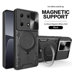 Infinix Note 40 Pro 4G Casing For Infinix Note40 Note40Pro 40Pro Pro+ Note40Pro+ 5G 2024 Phone Case Slide Camera Shockproof Armor Magnetic Metal Holder Ring Back Cover