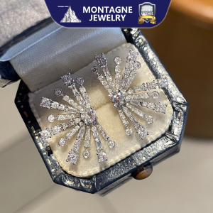 Montagne Jewelry 18K Pure White Gold Earring Diamond Inset Snowflake Design Fine Jewellery Natural 1.1 Carat Diamond Earrings