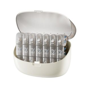 SLIGHTDELVE 21 Compartments Pill Box Clear Marked Large Pill Dispenser Portable Multi-functional Travel Pill Container for Three Daily Meals
