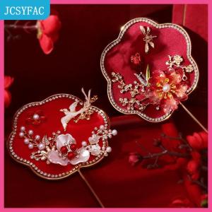 JCSYFAC Trung Quốc Retro Chúc May Mắn Fan Cưới Cầm Tay Hoa Fan Với Tua Cổ Tinh Tế Mặt Dây Chuyền Quà Tặng