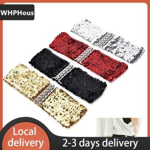 [COD] WHPHous Ship within 24 hours Bling Womens  Sequins Elastic Stretch Wide Waist Belt Waistband  Casual