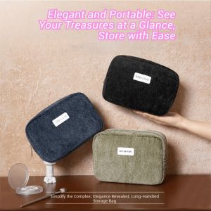 CHUN053634 Chenille Túi đựng mỹ phẩm Mềm mại Khóa Túi đựng son môi Di động Dung lượng lớn Túi đựng đồ vệ sinh cá nhân du lịch dành cho phụ nữ