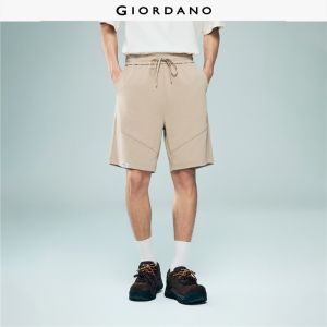 Giordano Beau Monde Men Woven label exposed seam elastic waist shorts Free Shipping 13106232