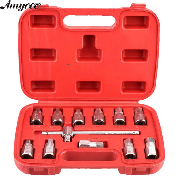 12pcs Car Oil Bottom Screw Removal Tools Drain Plug Sump Key Set Car ...