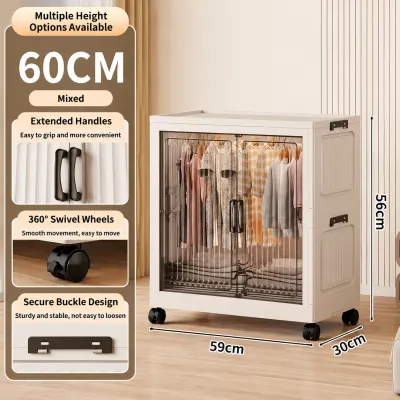 Trove Folding Wardrobe Plastic Cabinet For Clothes High Capacity Durabox With Big Wheels For Baby Toy Clothes