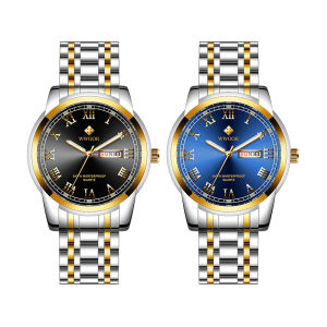 WWOOR นาฬิกาข้อมือควอตซ์ดีไซน์เลขโรมันสำหรับผู้ชายนาฬิกาสแตนเลสสตีลชายแบรนด์ของแท้ใหม่นาฬิกาข้อมือควอตซ์ออกแบบตัวเลขโรมันพร้อมนาฬิกาแสดงวันที่