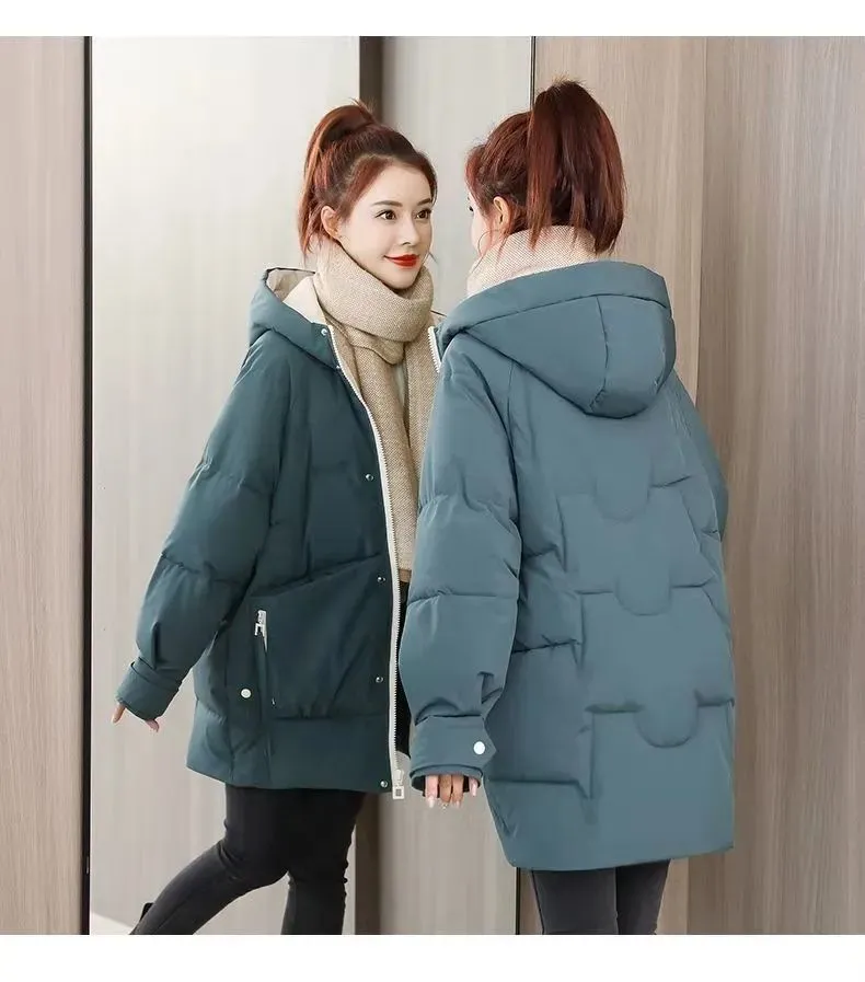 Down Jacket Women 2021 Winter New Jacket Korean Version Loose Mid-length  Down Jacket Plus Size Thick Winter Padded Jacket