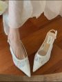 Giày Cao Gót Nữ Mũi Nhọn Phối Ren Nhẹ Nhàng Đế 5cm Giày Sandal Thiết Kế Sang Trọng Kiểu Pháp CG8 
Taoladyshoes. 