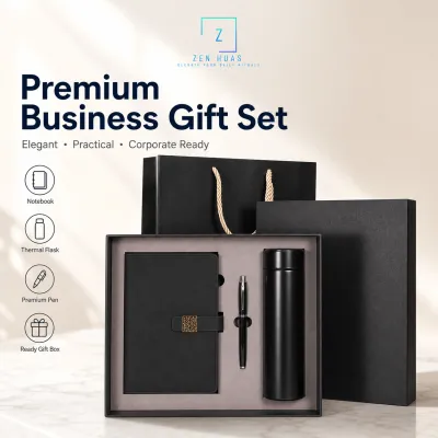 Premium 3 in 1 Gift Set UPF50+ Umbrella 380ml Thermal Cup Face Towel Marble Gift Box Corporate Door Gift UM227