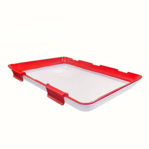 JustLiving 1Pc Food Preservation Trays Stackable Food Tray Reusable Creative Fresh Tray Storage for Food Preservation Multipurpose Plastic Freezer Safe Square Tray with Clip-on Lid