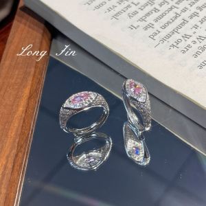 Peach Heart Eye Ring Full of Diamonds Inlaid with Pink Horse Eyes Real Gold Electroplated Opening Adjustable Ring