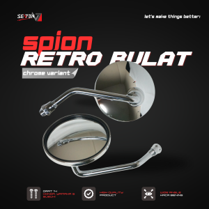 SPION RETRO MINI KACA CEMBUNG HONDA C70 CB 100 MEGAPRO TIGER SCOOPY BEAT VARIO 125 150 GENIO SEVEN HITAM CROM