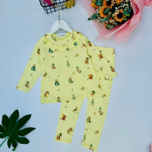 Đồ bộ bé gái bộ bé gái dài tay size đại thun cotton borrip cổ bèo Jennie kids J344