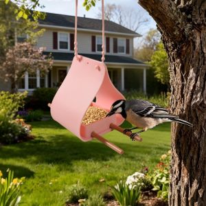 DGFDF Large Capacity Hanging Bird Feeder Waterproof Hut Shape Hummingbird Feeder Non-Toxic Detachable Bird Feeding Station Outdoor Garden