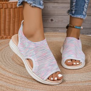 [Free Shipping] In-Stock WomenS Sandals For Autumn And Summer Featuring A Mesh Upper Thick Sole Slip-On Design Simple Fish-Mouth Style Construction Casual And Sporty Available In Plus Sizes