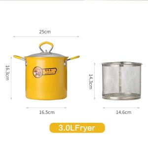 3L Mini Deep Frying Pan with Strainer Multifunctional Casserole Noodle Pot For Gas Induction