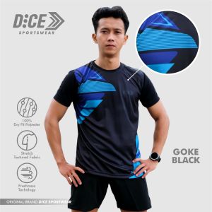 DiCE BASIC SERIES Goke Black Kaos Dryfit Polyester Running Gym Futsal Olahraga