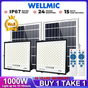 WELLMIC 1000W Solar Light IP67 Waterproof Outdoor Led Light With Remote Street Lamp Complete Set 10 Years Warranty