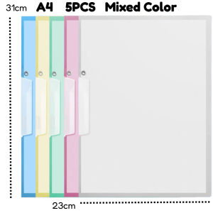 5pcs Side Opening File Folder A4 Clear Paper Organizer Thickened PP Folder School Office Supply
