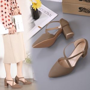 E&S Fashion Korean Heels sandals pointed toe block office shoes for women GK172