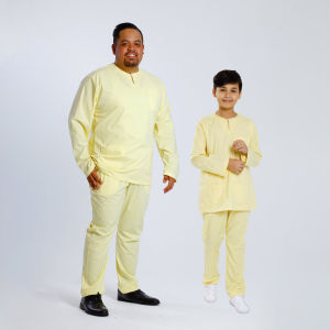 Byford Baju Melayu Raya Baju Johor Teluk Belanga Slim Fit Sedondon Anak Budak-Red Pink Grey - 3925001A / 3925501A (B)