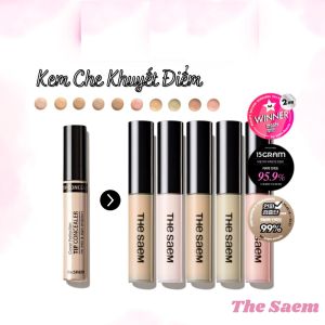 MẪU MỚI Che khuyết điểm chống nắng che phủ cao THE SAEM Cover Perfection Tip Concealer 6.5gr